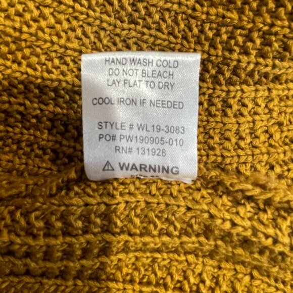 Wishlist Mustard Yellow Open Front Knit Cardigan Sweater Front Pockets, Size S/M - Picture 5 of 6
